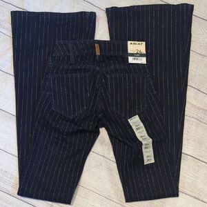 Ariat Women's Navy Pinstripe Wide Leg Jeans